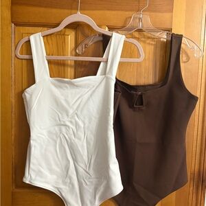 Abercrombie & Fitch Cream and Brown Bodysuits